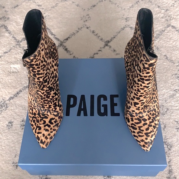 NWOT PAIGE Leopard Heeled Booties - Picture 2 of 6